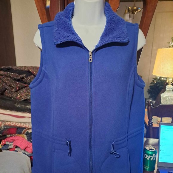 Vintage erika Blue Fleece Zippered Vest - Picture 1 of 5